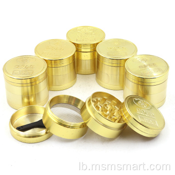 50mm véier-Layer super Gold bëlleg grinder fëmmen Accessoiren